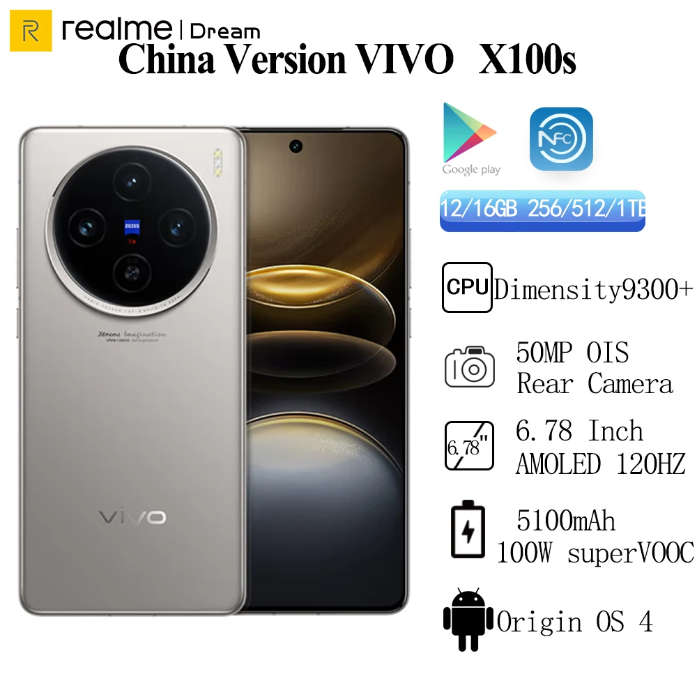 VIVO X100s Dimensity 9300+ 6.78 Inch AMOLED 120Hz 5100 mAh 100W SuperVOOC 50MP OIS NFC OTA Update