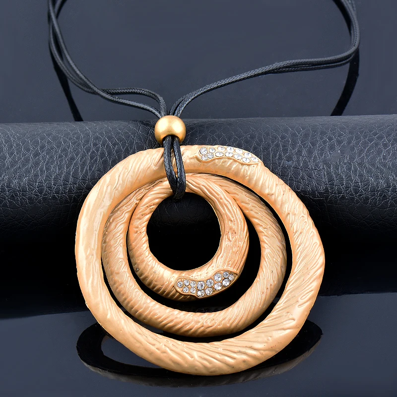 SINLEERY Classic Round Triangle Square Necklace For Women Leather Alloy Choke Chian Gold Silver Color Fashion Jewelry