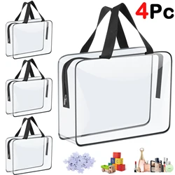 Bolsas de almacenamiento de maquillaje de PVC, bolsa organizadora transparente impermeable portátil de gran capacidad con cremallera para viaje, lavado y hogar, 4/6 Uds.