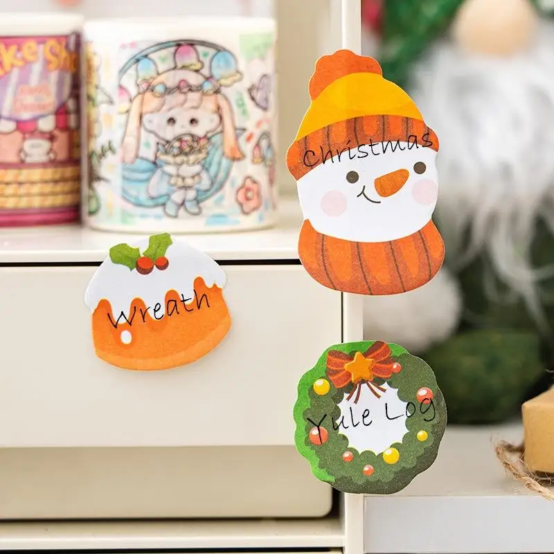 2PCS Christmas Sticky Note Cartoon Style Cute N Times Sticker DIY Message  Sticker Can Stick Ins Shaped Sticky Note Paper