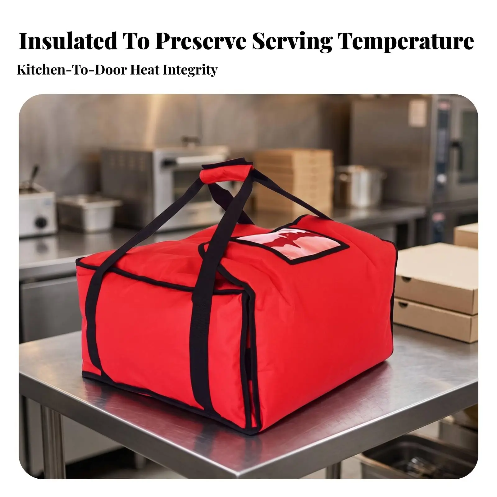 Thermal Takeaway Carrier Bag | Thick Padded Construction, Water-Resistant Exterior, thermal bag with Window Pocket, for Takeaway