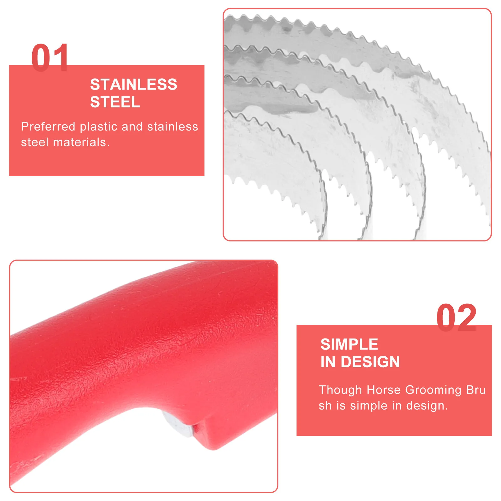 2Pcs Horse Grooming Brush Stainless Steel Metal Scraper for Shedding Hair Mud Cleaning Blood Care