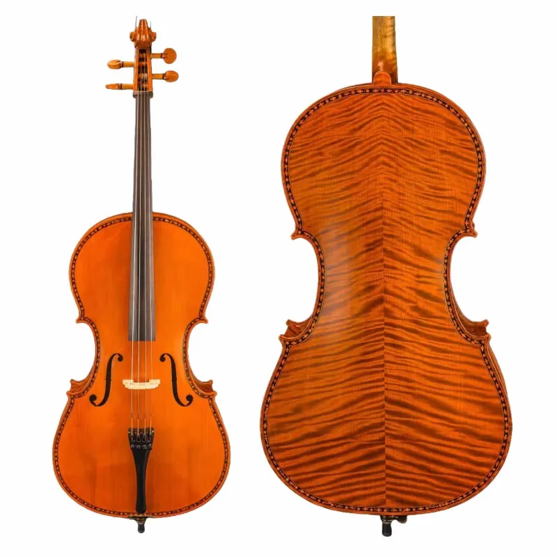 High-quality SONG Master excellent Cello 4/4,perfect Flames maple back,good Inlay shell