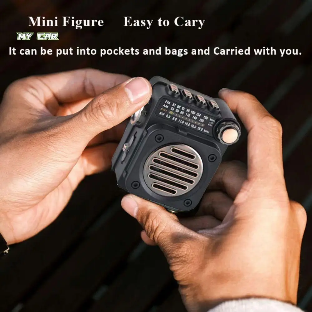 

Wireless Pocket Mini Radio FM AM SW Receiver Stereo Radios LED Flashlight Built-in Speaker Bluetooth Music Player Walking