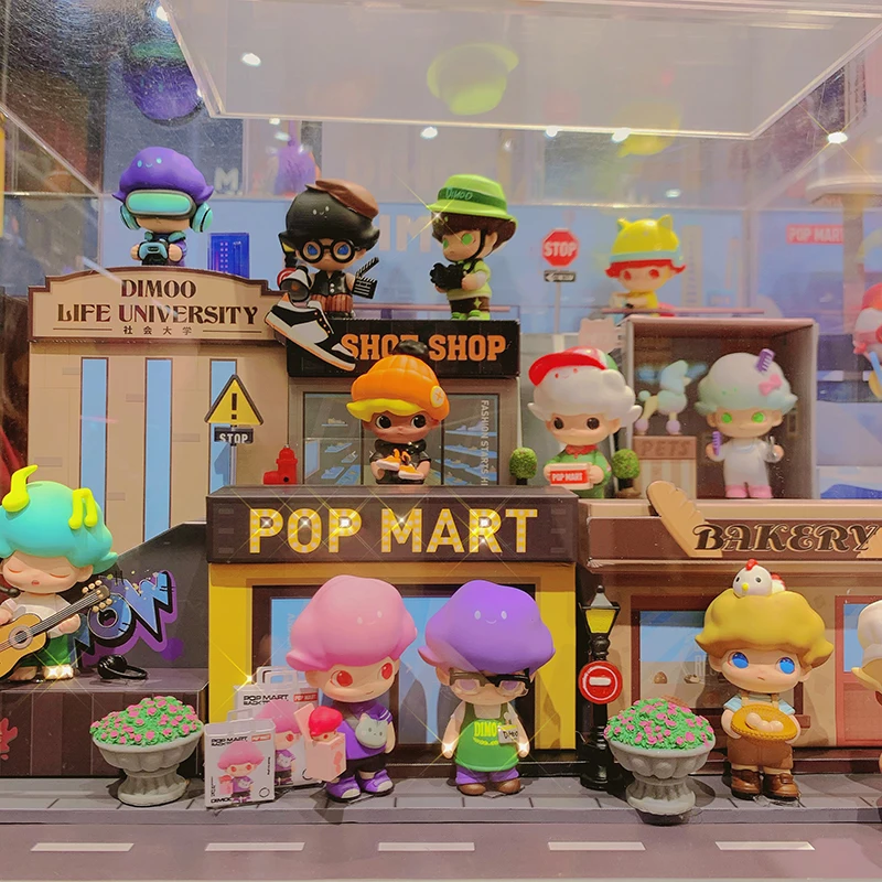 Popmart Dimoo Life University Series Blind Box Toys Mystery Box Figura originale Guess Bag Mystere Cute Doll Kawaii Model Gift