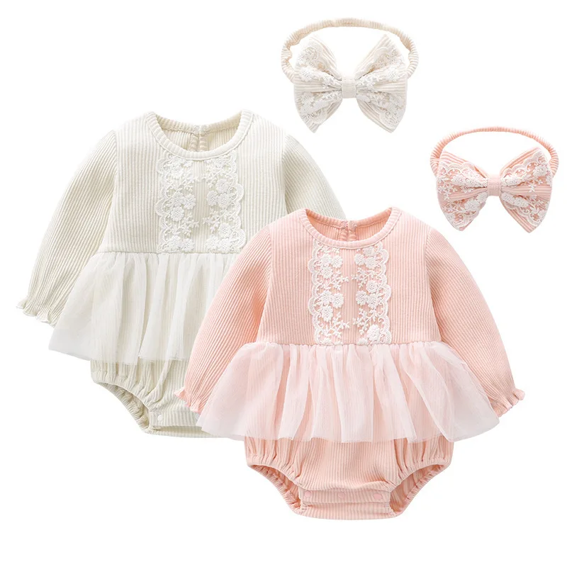 

0-18M Newborn Baby Clothing Autumn Winter Princess Toddler Baby Girls Knit Romper Cute Long Sleeve Crewneck Bodysuits Tutu Dress