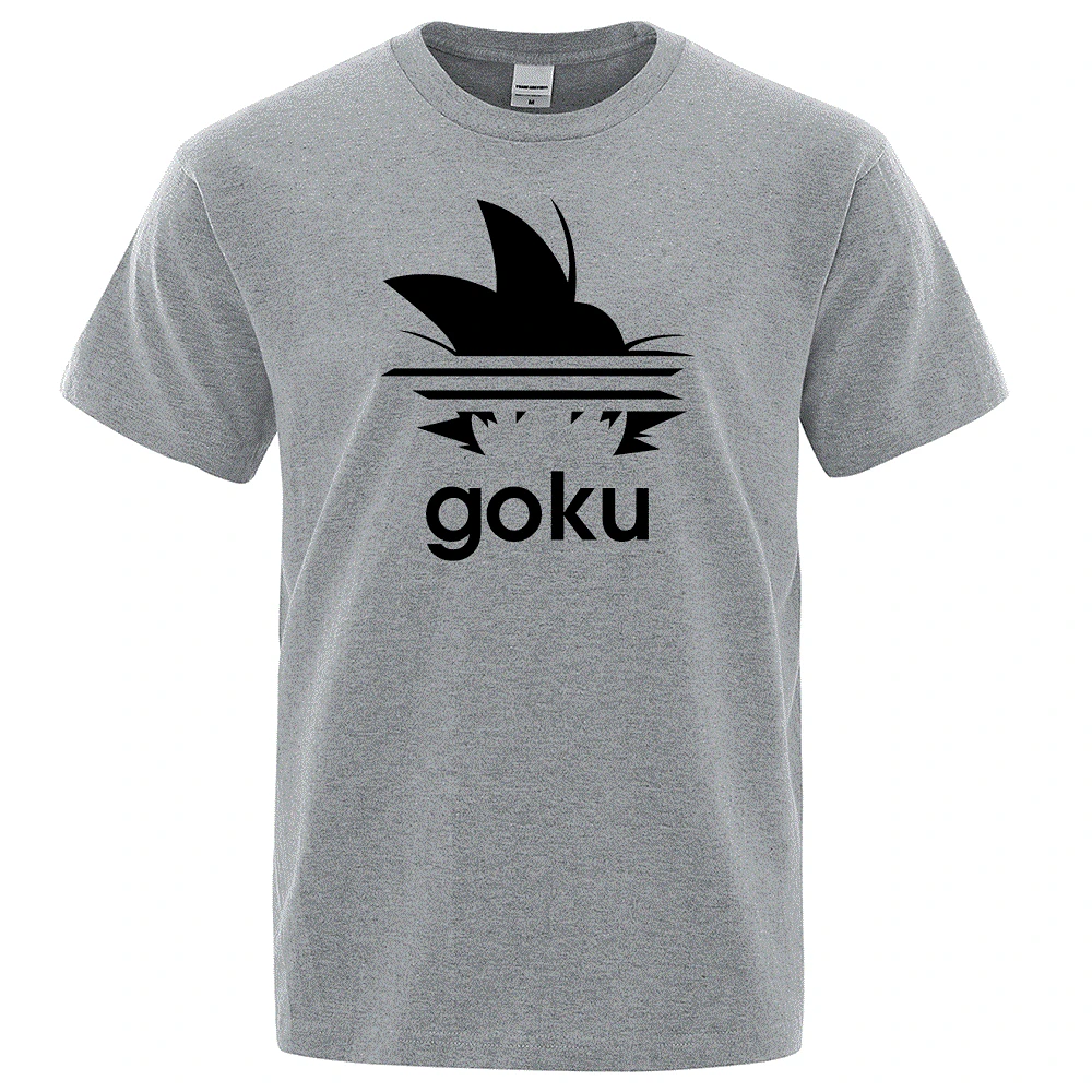 Letnie męskie t-shirty GOKU drukowane Casual męskie koszulki z krótkim rękawem moda oddychające bawełniane topy luźne, ponadgabarytowe koszulki z