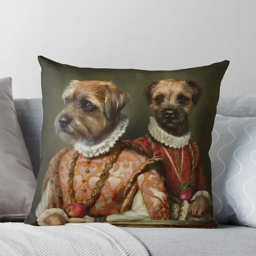 Border Terrier Dog Portrait - Holly and Ivy Throw Pillow Luxury Room Decorative Cushions Couch Cushions anime girl pillow