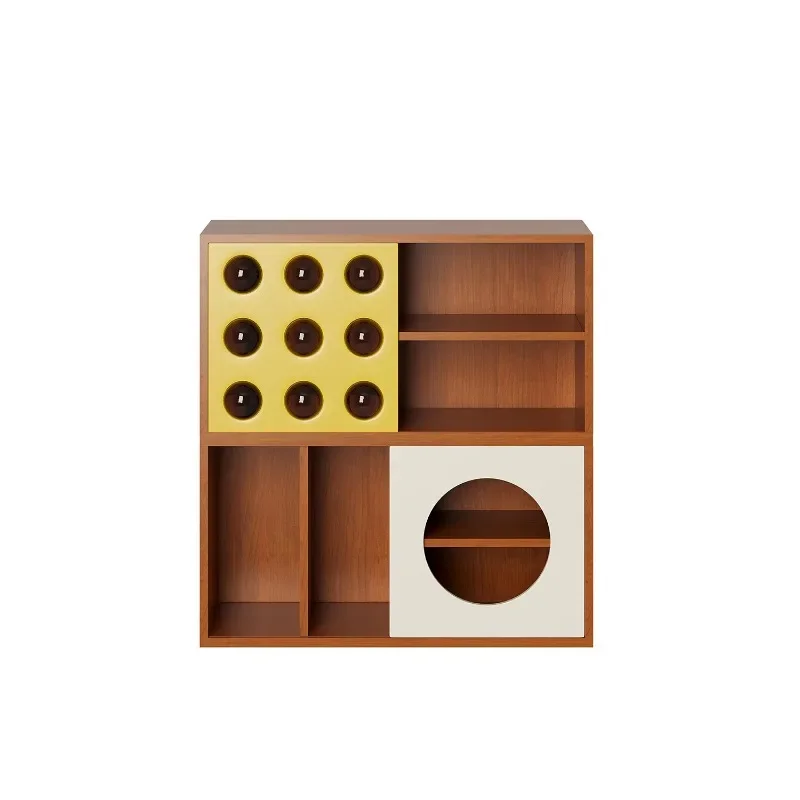 

Solid wood simple chocolate bean side cabinet designer living room bookcase dining room household dining side cabinet storage
