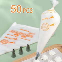 50Pcs Disposable Pastry Piping Bags Confectionery Nozzles Sleeves DIY Cream Squeezing Leak Bag Cake Cream Tool Baking Supplies
