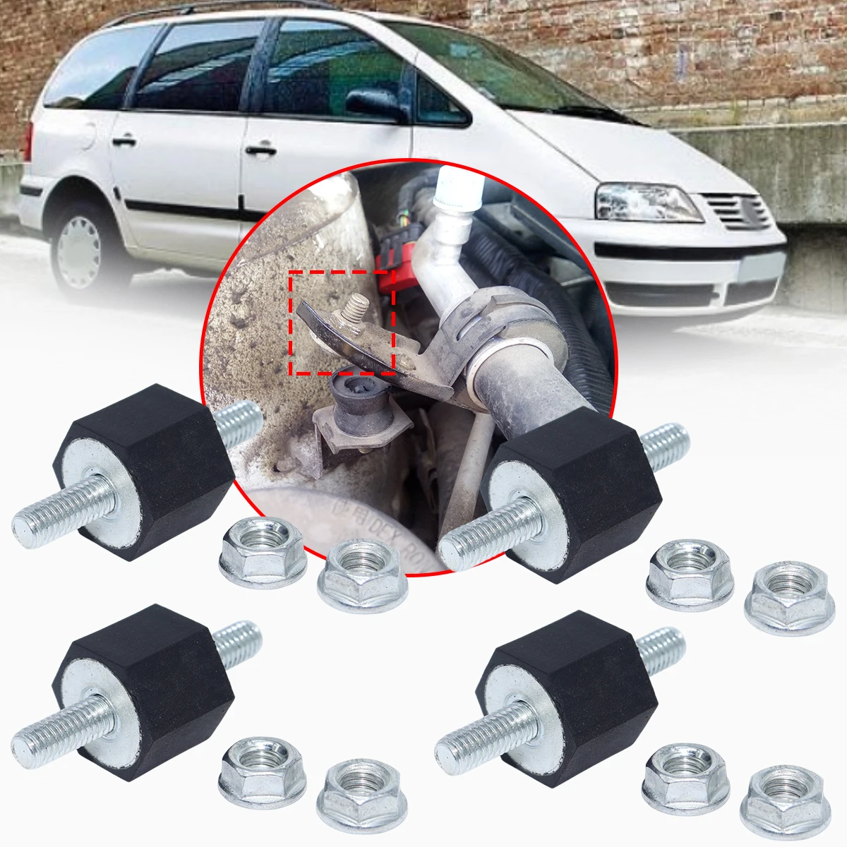 

Holding Bracket Fuel Feed Pump for VW Sharan Bj 1995-2010 T4 Engine Cover Mounts with Nuts Vibration Isolation Screws Bolts Kit