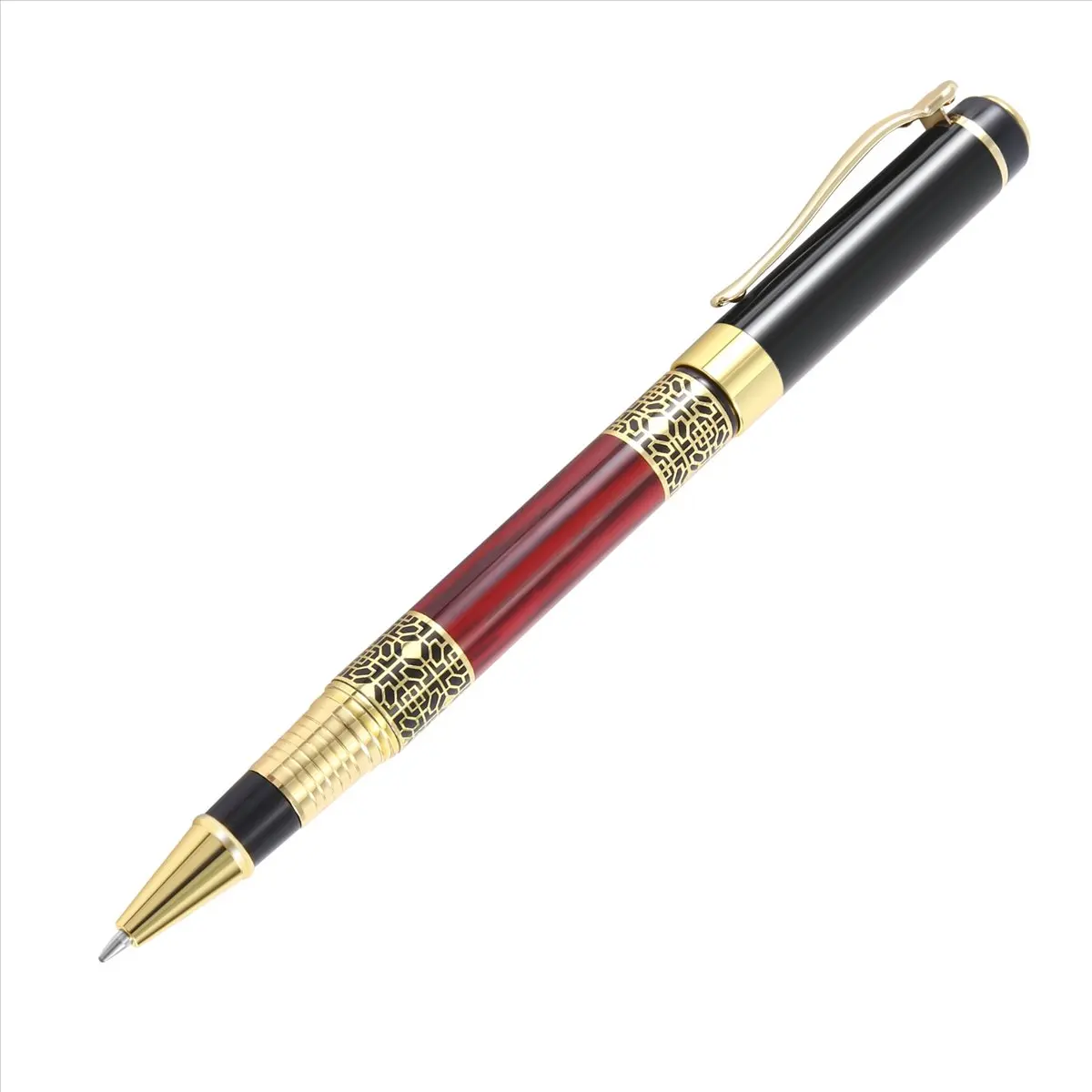 HITL Chinese Classical Roller Ball Pen Elegant Golden Metal Ballpoint Pen for Office Business Signature School Student Gift