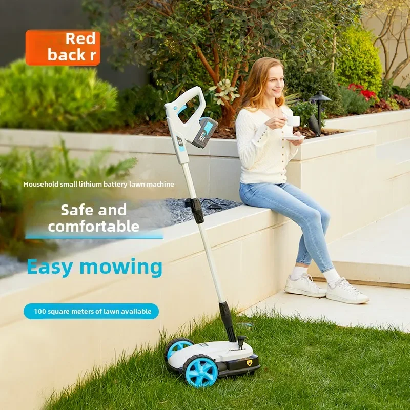 Small Household Brushless Rechargeable Lithium Battery Electric Lawn Mower, Multifunctional Garden Grass Cutter