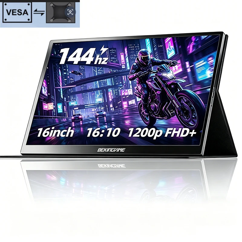 BEKINGAME 16 144Hz  Portable Monitor 1200P FHD USB-C HDR IPS Second Screen VESA Gaming Display  for Laptop Phone Xbox PS4/5 PC