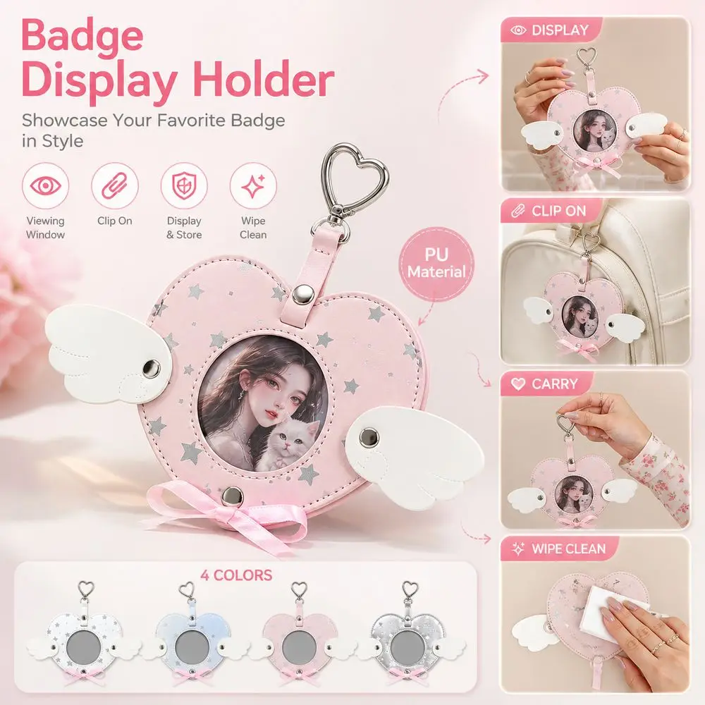 Gifts PU Badge Display Holder Hanging Backpack Decoration Badge Card Holder Badge Collecting Viewing Window Badge Storage Case