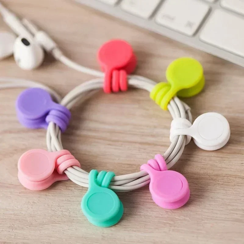 Cable Organizers Clips Magnetic Earbuds Cords Winder Magnets USB Cable Manager Ties Straps for IPhone Samsung Home Office School