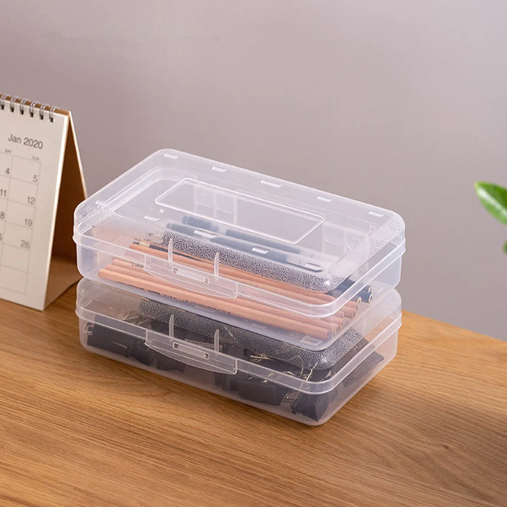 

6pcs Transparent Stationery Design Plastic Container ganizer For Students Stackable Pen Case Storage