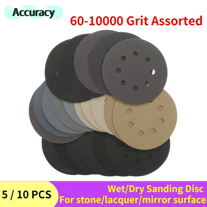 60-10000 grit okrągły kształt tarcze szlifierskie hak pętli papier ścierny polerowanie czy doliczone zostaną dodatkowe opłaty papier ścierny 5 cal papier ścierny 125mm 8 otwór Sander Pad