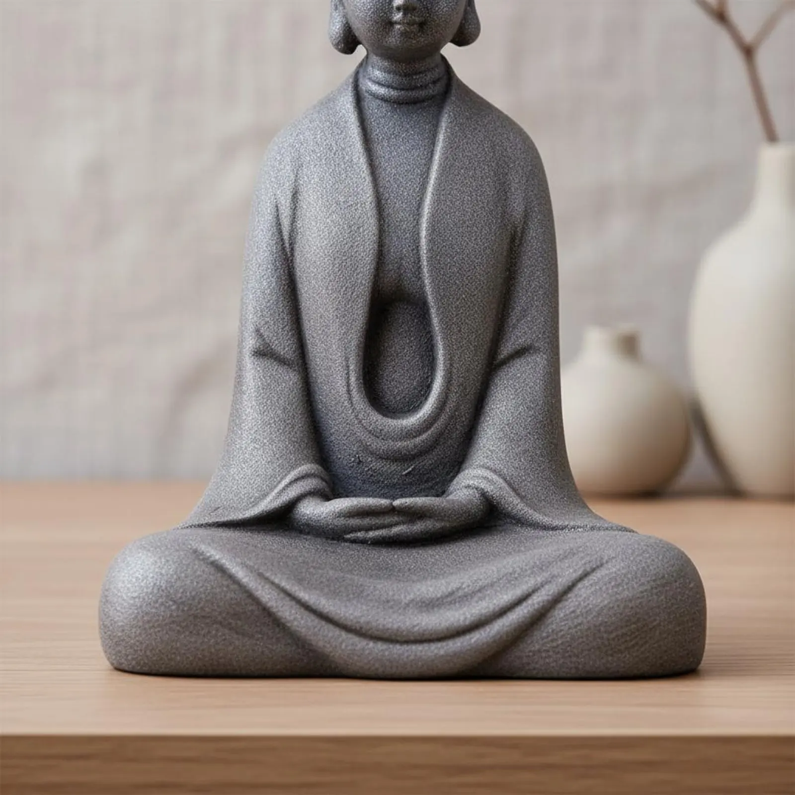 2 Pieces Zen Buddha Figurine Artisanal Look Buddha Statue for Desk