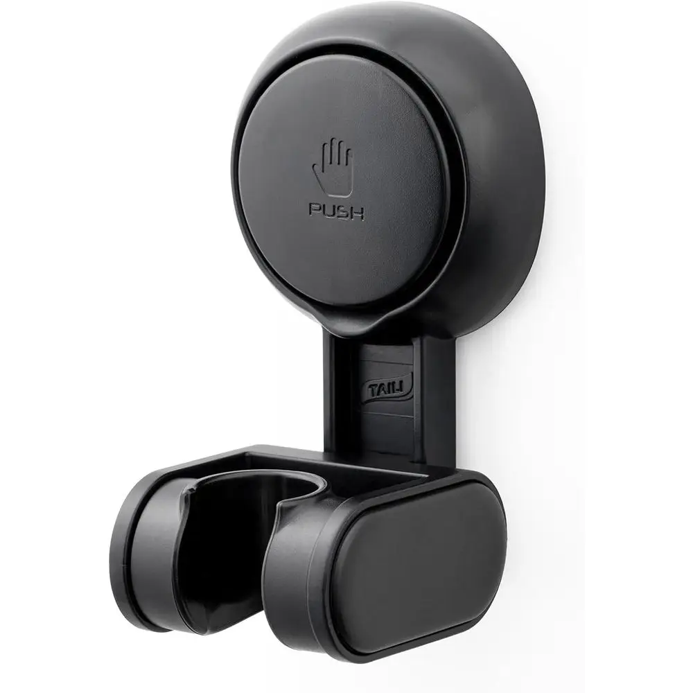 

Adjustable Height & Angle Suction Cup Shower Holder, Waterproof, Black, Plastic, Round, Wall-Mounted Bathroom & Shower Fixture