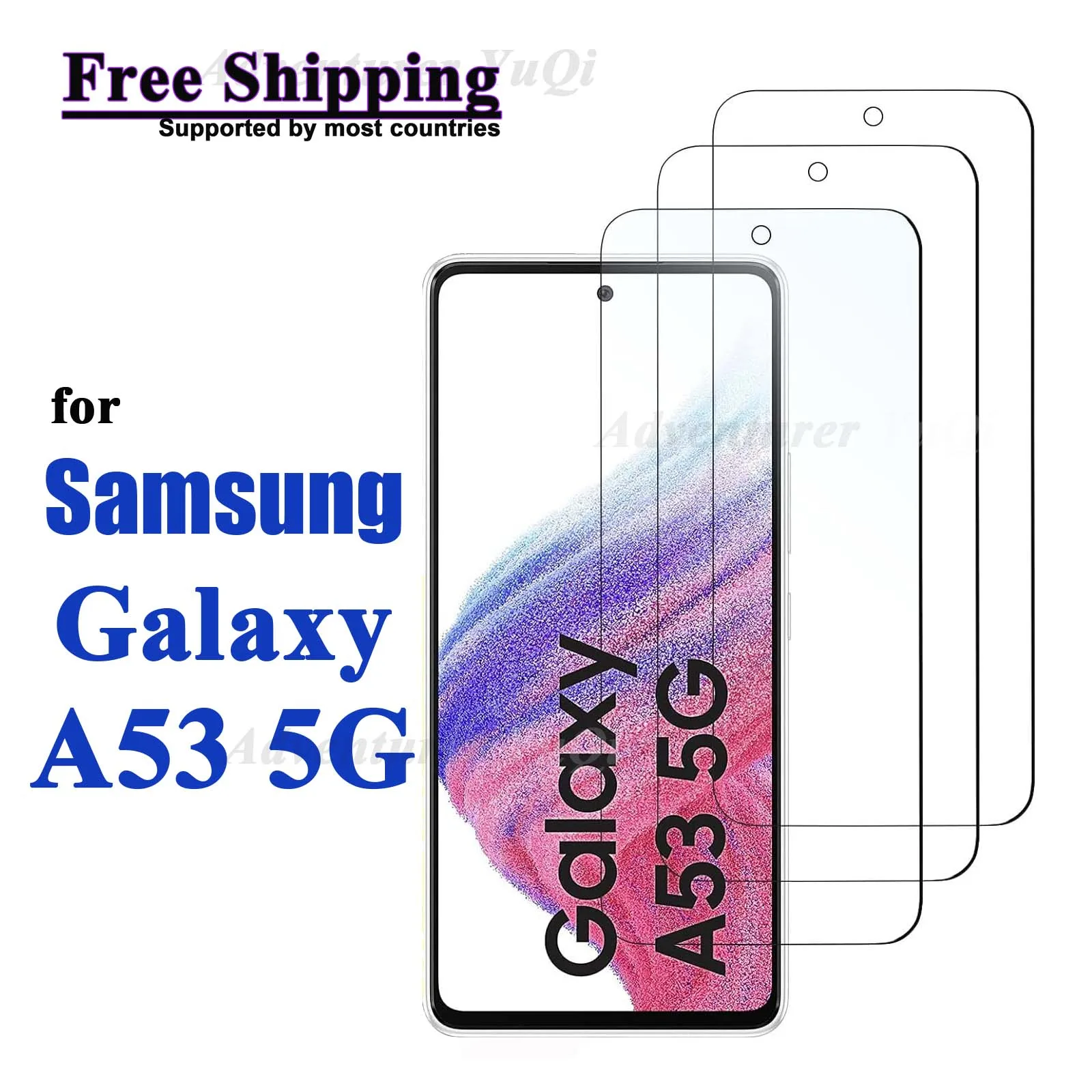 Screen Protector For Galaxy A53 5G Samsung, Tempered Glass Crystal HD 9H Anti Scratch Case Friendly High Aluminum