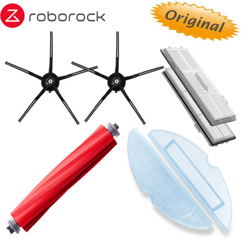 Roborock-S7 Maxv Hepa Filtro, Original, Escova Principal De Borracha Destacável, Esfregão De Vibração, Acessório Lateral De Silício, Peças Robóticas