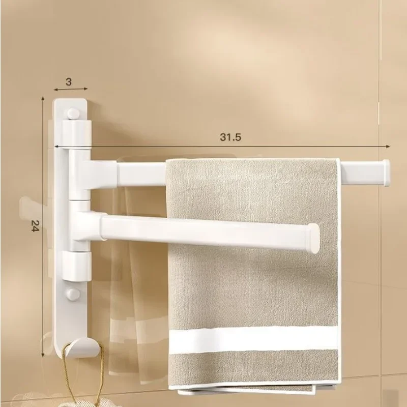 Toilet towel rack, non-punching space aluminum, rotatable multi-layer white
