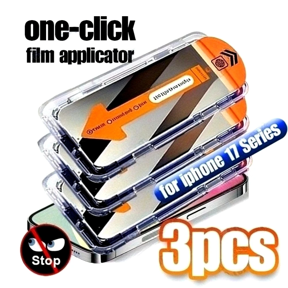 

Комплект из 3 защитных стекол Anti Spy для iPhone 17, 16, 15, 14 Pro Max, Air, 13, 12, 11 Pro, Mini, 16, 15, 14 Plus с установкой в один клик
