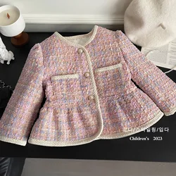 Girls Fashion Long Coat Baby Cute Plus Cotton Round Neck Jackets Winter Little Girl Toddler Pure Cotton Long Sleeve Warm Clothes