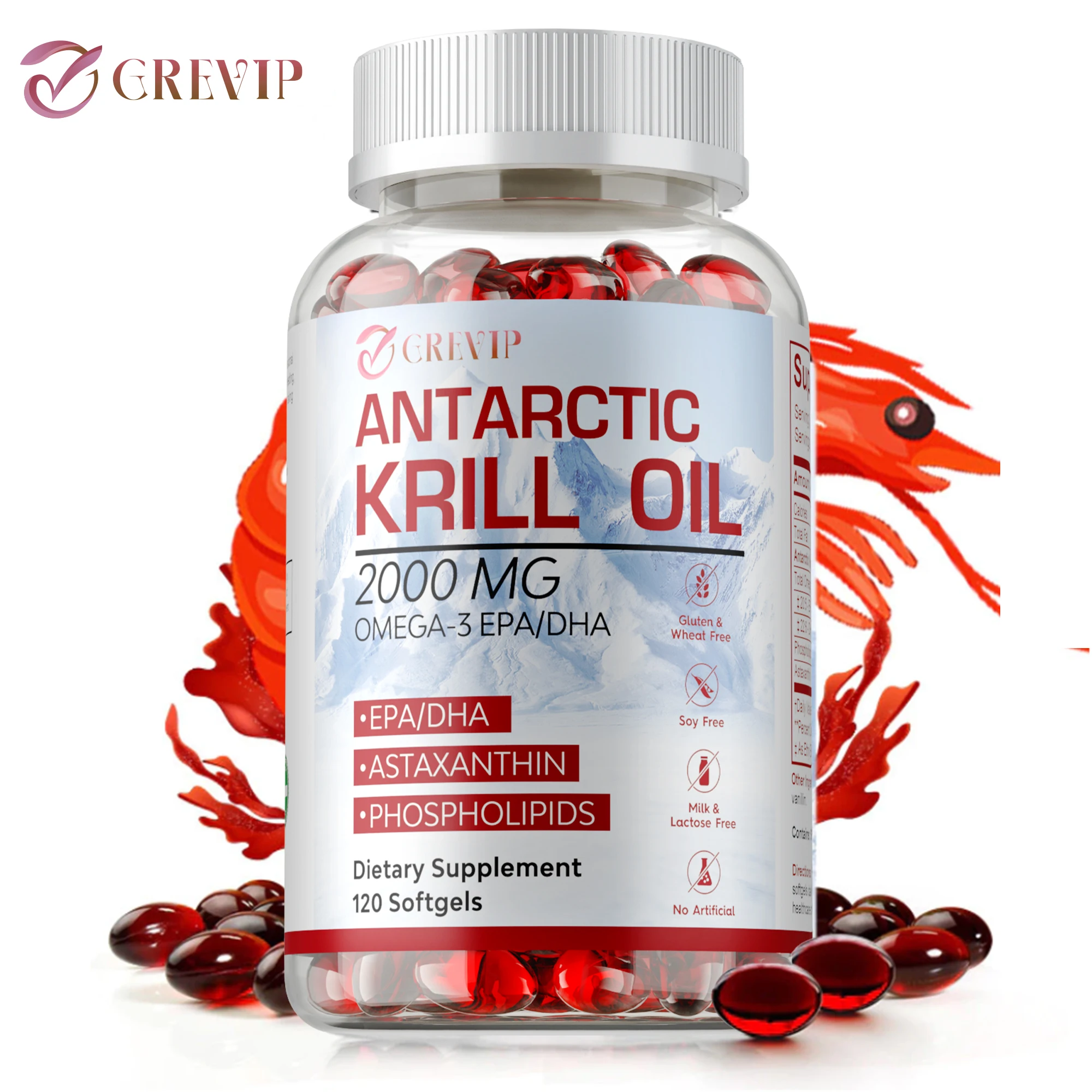 

Antarctic Krill Oil - Lower Blood Pressure, Supports Skin, Joint & Cardiovascular Health, Boost Immunity - with Omega-3 EPA, DHA
