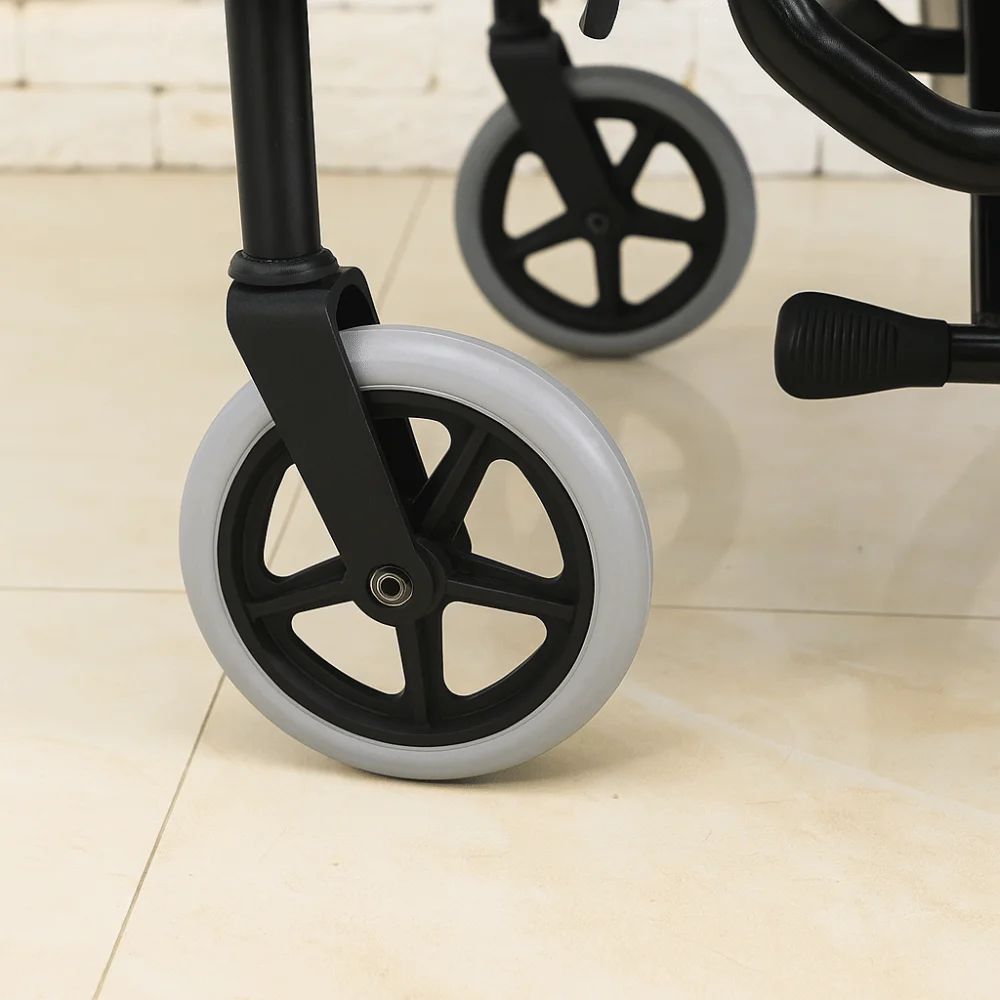 

8 Inch Wheels Wheelchair Front Castor Smooth Flexible Heavy Duty Replacement Wheels Durable Rubber Anti Slip Solid Tire Wheel