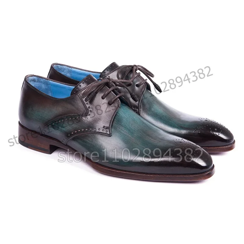 

Gradient Color Square Toe Low Top Men Derby Shoes Fashion Lace up Men Shoes Luxury Handmade Party Feast Banquet Men Dress Shoes