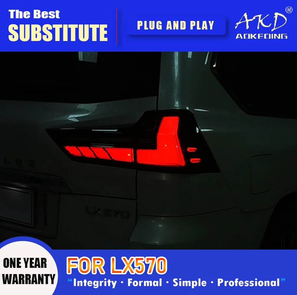 AKD Tail Lamp for Lexus LX570 LED Tail Light 2016-2019 LX570 Rear Fog Brake Turn Signal Automotive Accessories