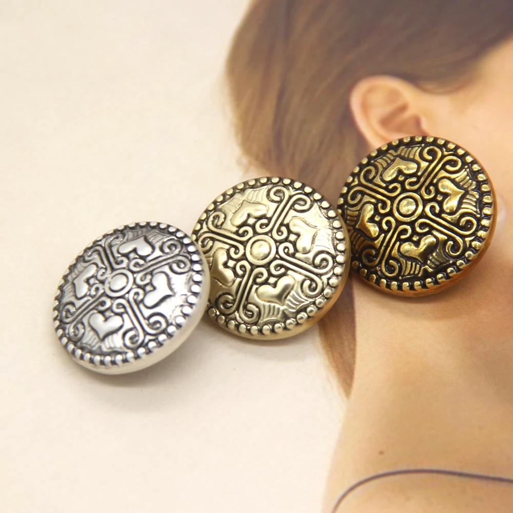 HENGC 15/20/23mm Character Gold Metal Buttons For Sewing Retro Female Coat Jacket Cardigan Handmade Decorations DIY Crafts