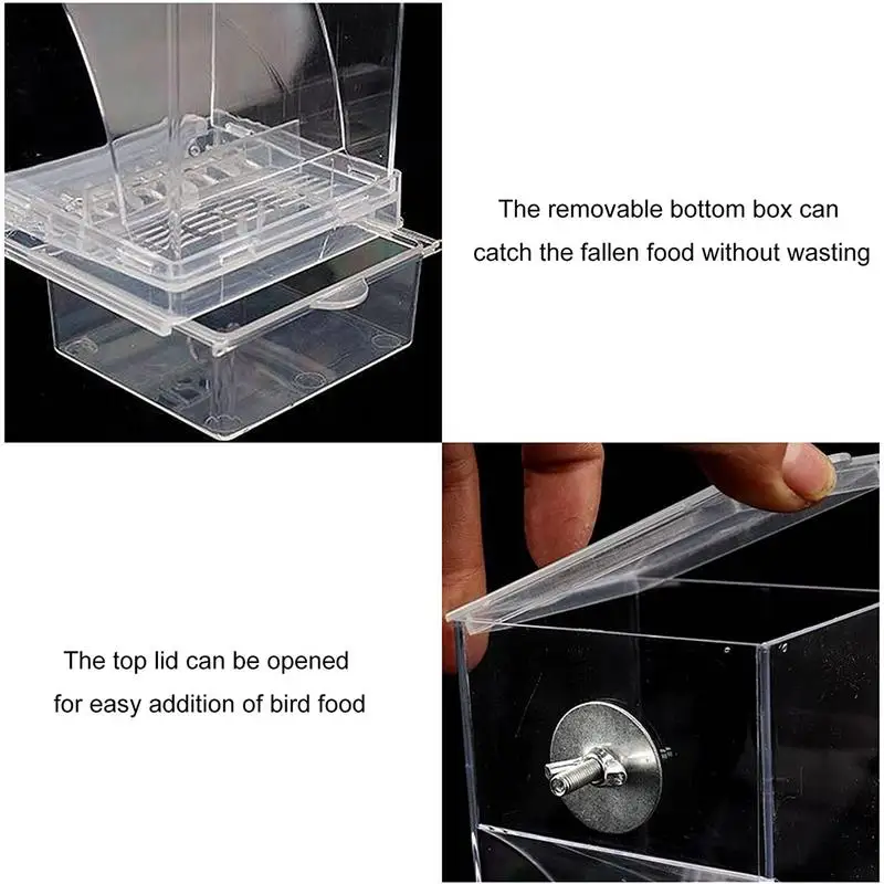 No Mess Bird Feeders Automatic Parrot Feeder Drinker Acrylic Seed Food Container Cage Accessories for Small and Medium Parakeets image 2