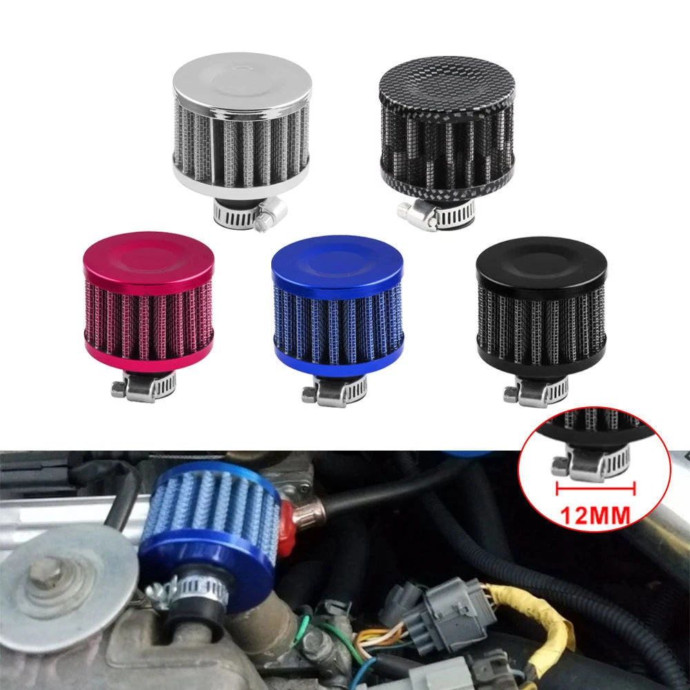 Filtro aria universale per auto da 12mm per presa d'aria fredda per moto coperchio di sfiato del carter ad alto flusso Mini filtri di sfiato