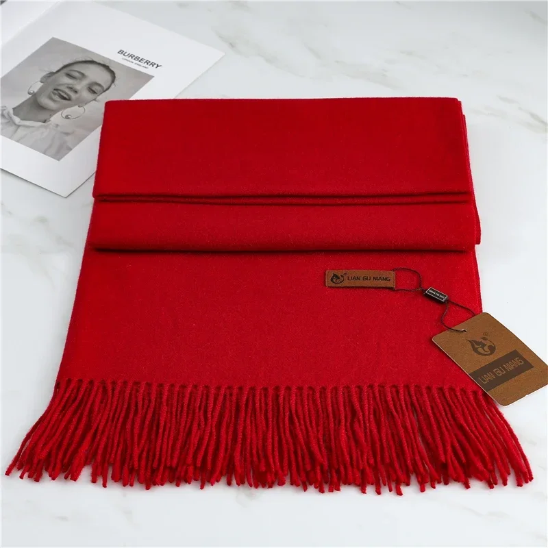 32 Color Solid Thick Cashmere Scarf for Women Large 190*68cm Pashmina Winter Warm Shawl Wraps Bufanda Female with Tassel Scarves