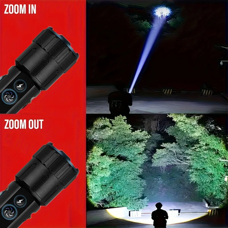 Super Powerful Rechargeable LED Flashlight Aluminium Alloy Tactical Flashlight Outdoor Camping Searching Hunting Fishing Torch