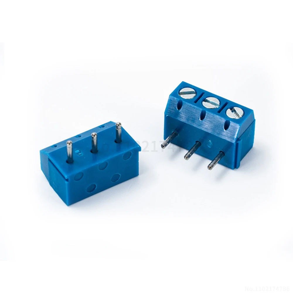 (10 pcs) KF 301R - 5.0mm screw-type PCB terminal block 2/3P stackable 90-degree angled horizontal blue 301R 5.0