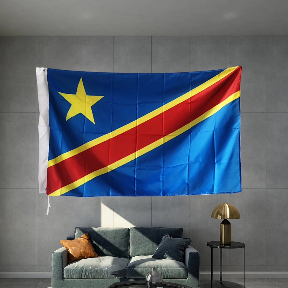 

Democratic Republic of the Congo Flag 3X5FT 150X90CM Polyester Shaft Cover Brass Grommets Design Outdoor Advertising Banner