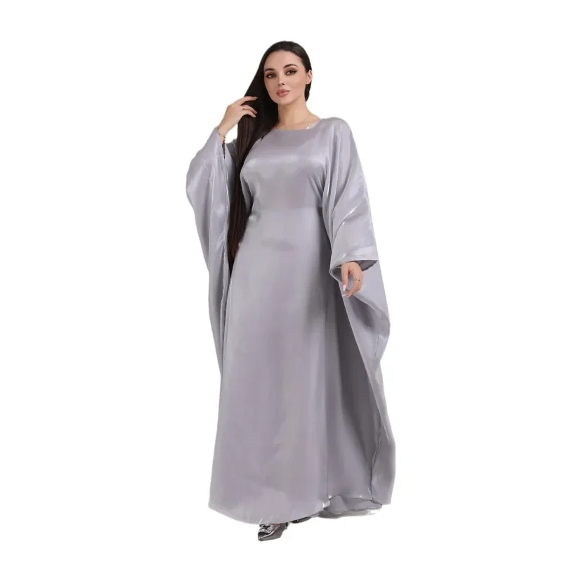 Batwing Butterfly Satin Abaya Dubai Luxury Muslim Kaftan Maxi Dress Abayas for Women Kebaya Robe Caftan Marocain Femme Vestidos