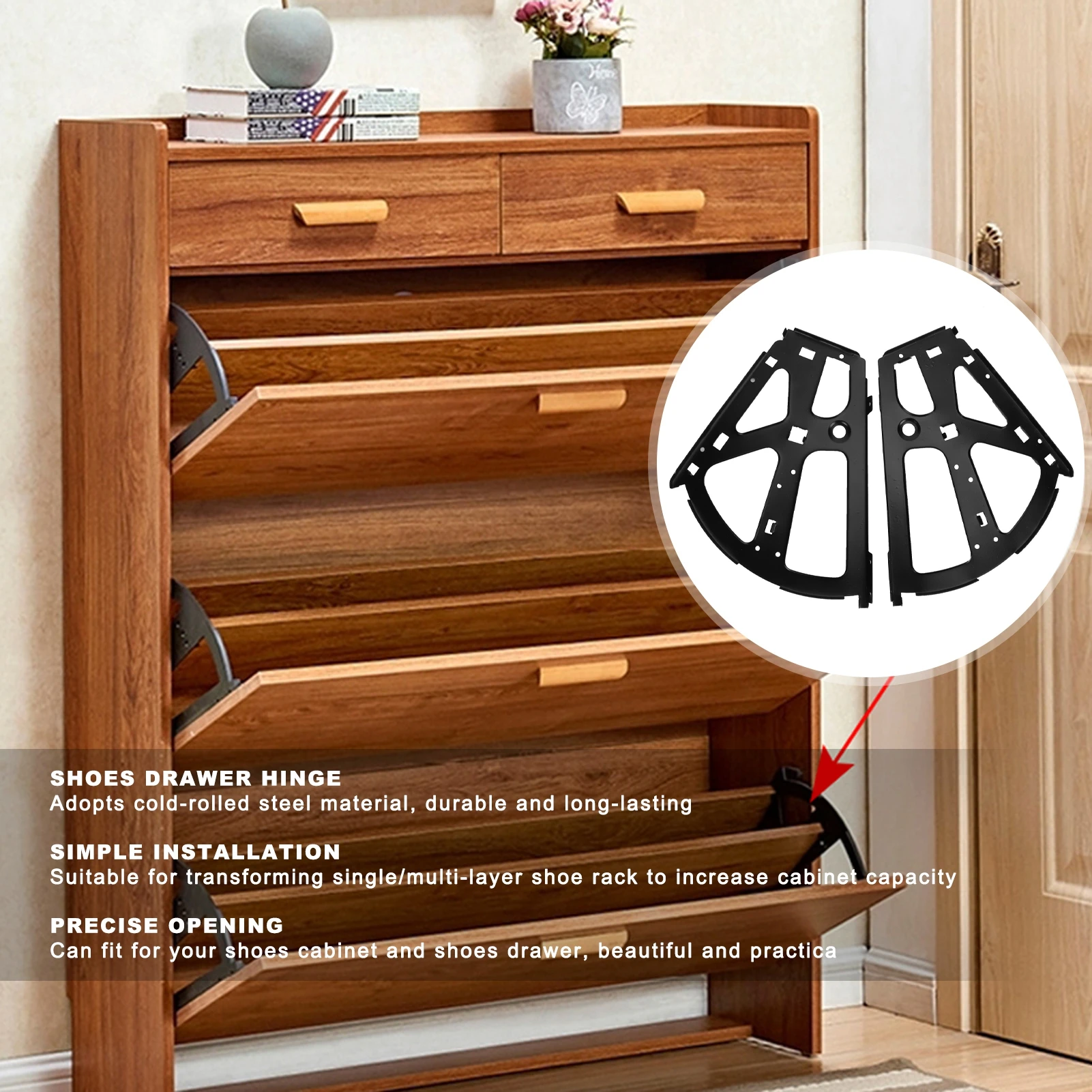 Shoes Cabinet Hinge 2-Layer Flip  Turning Rack Cold Rolled Steel Furniture Accessory Shoes Drawer Hinge Furniture Fittings