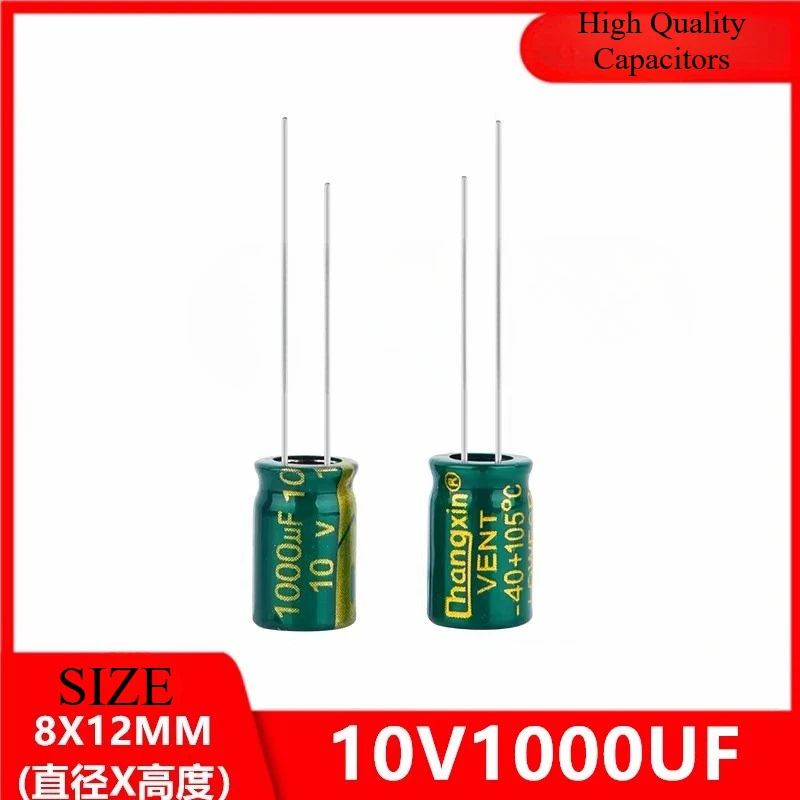 

10Pcs 10V1000UF high frequency low resistance high life electrolytic capacitor 1000UF 10V size 8X12mm
