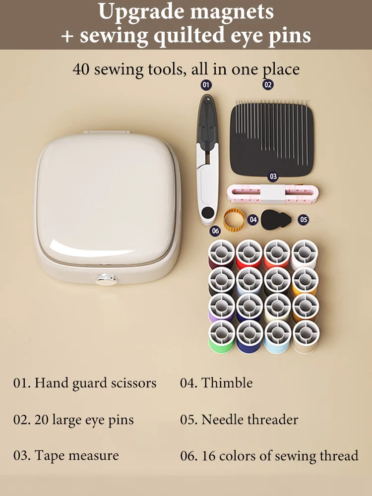 Complete Sewing Kit with Threads Needles Scissors Tape Measure Buttons Portable Travel DIY Embroidery Handwork Sewing Tool Set