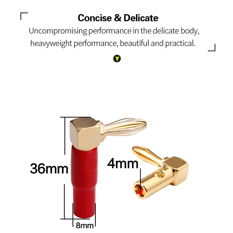 YYTCG 비디오 스피커 어댑터 커넥터 직각 90 도, 4mm 바나나 플러그 나사, L 타입 바인딩 포스트 앰프용, 8 개