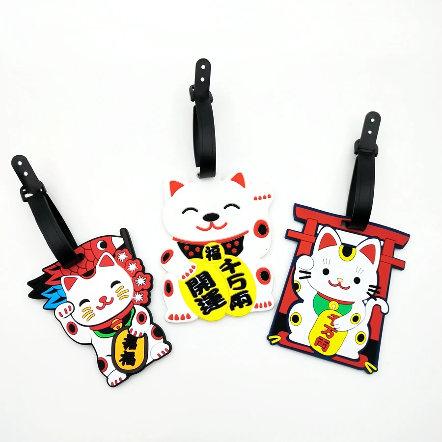 1 قطعة/2 قطعة/3 قطعة Zhaocai القط الأمتعة علامة قلادة السفر الأساسية المطار الأمتعة مكافحة فقدان معرف علامة اسم الأمتعة للجنسين