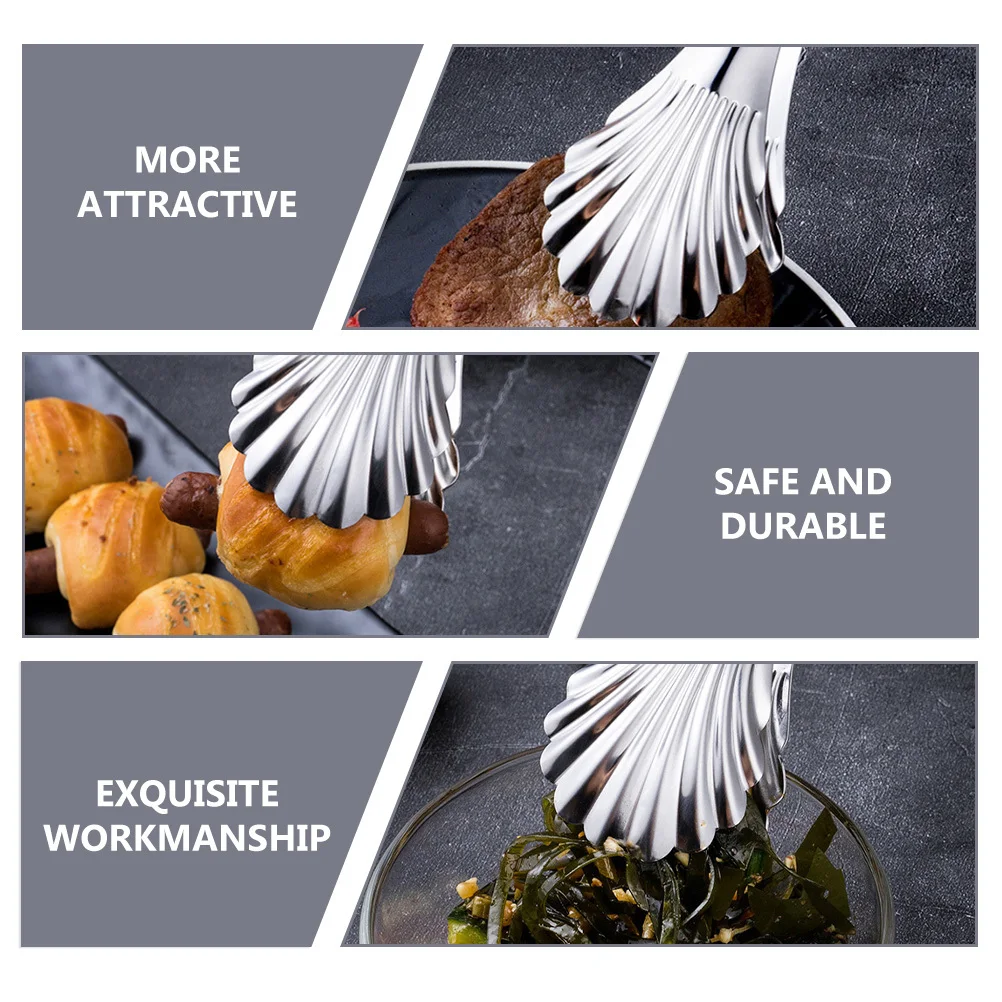 

Stainless Steel Food Tongs Ergonomic Non-Slip Handle Heat-Resistant Bbq Clamps For Kitchen Buffet Bread Cheese Ice