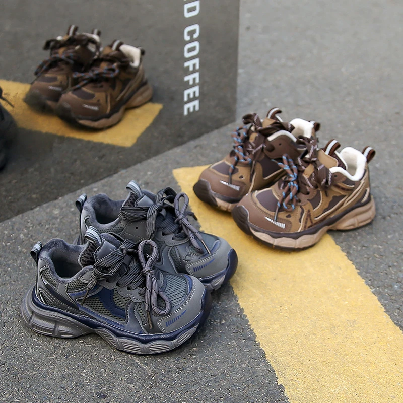 

2025 Winter New Boys' fleece shoes sports shoes Girls' leisure shoes