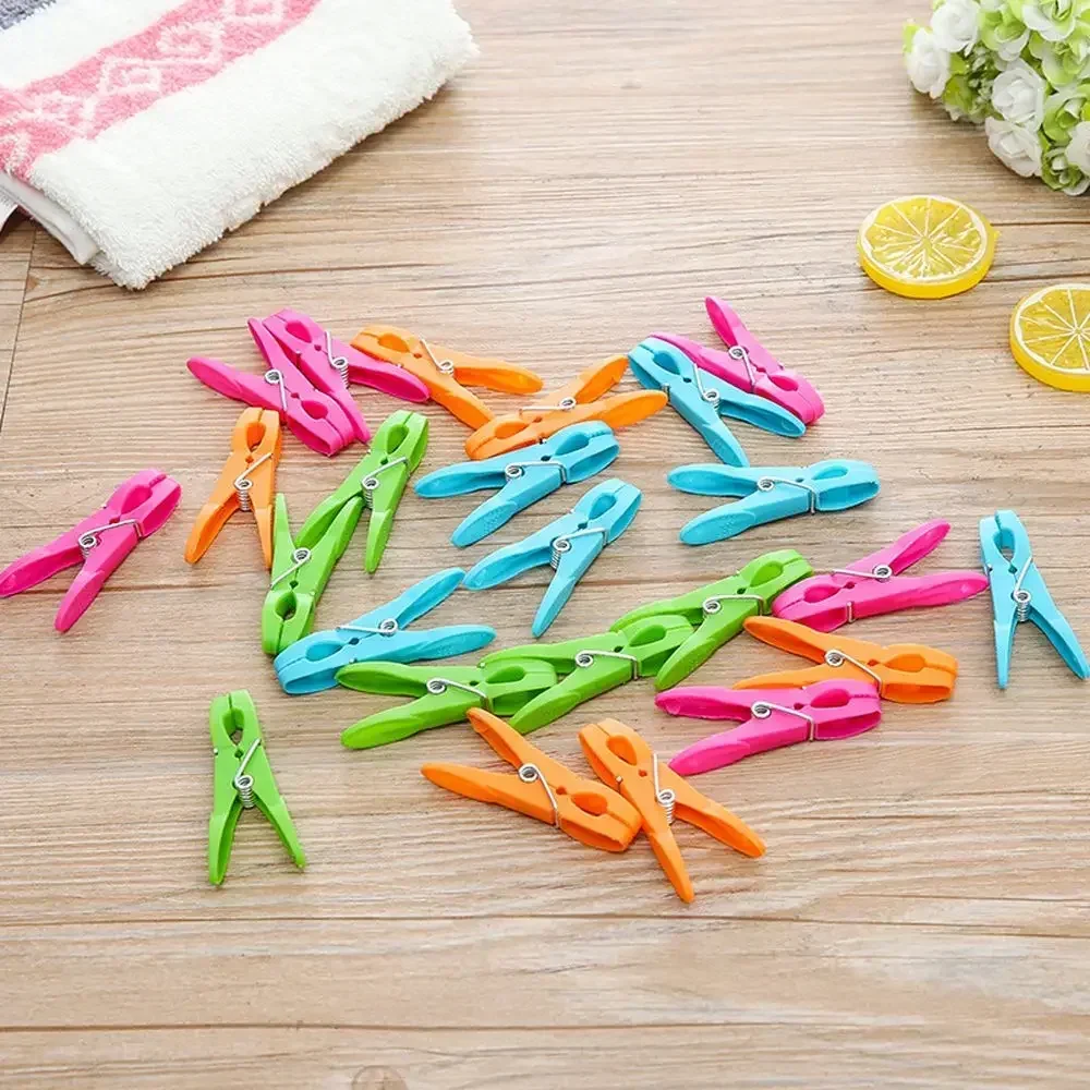 24Pcs/set Clothespins Hanging Pegs Clips Plastic Hangers Racks Laundry Clothes Pegs Clamps Towel Clips Home Storage Hooks