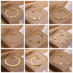 MEYRROYU-pulseras multicapa de acero inoxidable 316 para mujer, brazaletes de boda, Color dorado, encanto de amor, nuevas